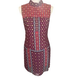 Nanette Lepore Silk Dress Size 6 Boho Geometric Sleeveless Vintage Mod Style EUC